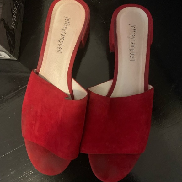 Jeffrey Campbell Red Beaton Mules sz 8.5 - Picture 3 of 5